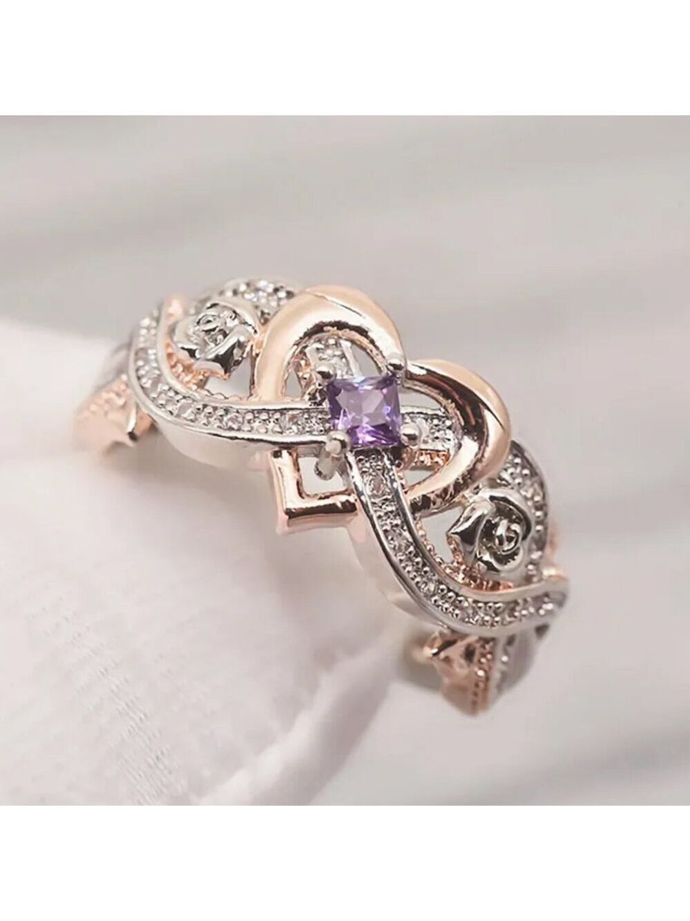 3P WEDDING PRINCESS CUT RING - Picture 5 of 5